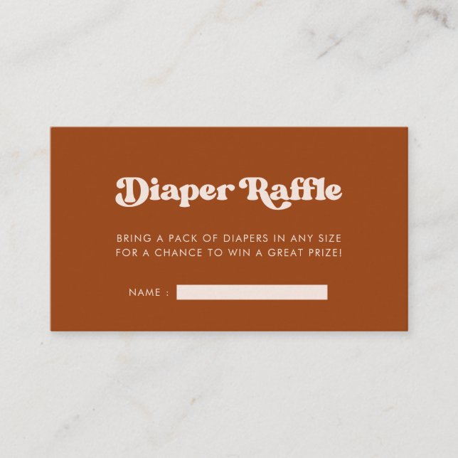 Stylish Burnt Orange Baby shower diaper raffle Enclosure Card (Front)
