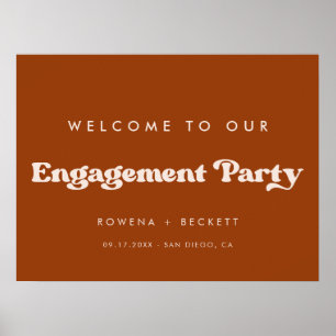 Stylish Burnt Orange Engagement party welcome Poster