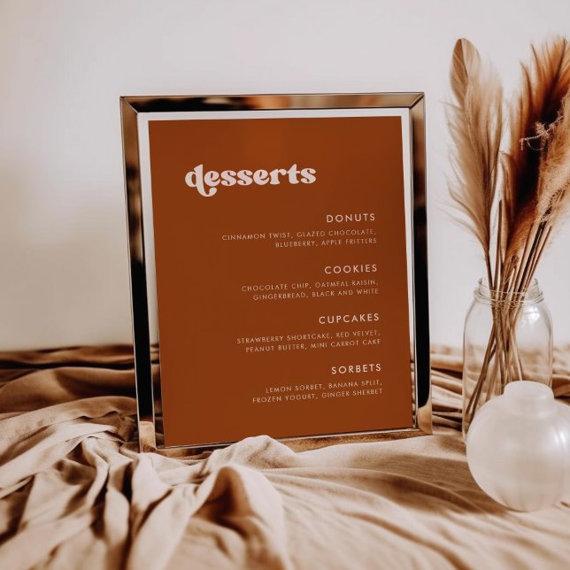 Stylish Burnt Orange Wedding Dessert Bar sign (Creator Uploaded)