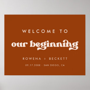 Stylish burnt orange Welcome to our Beginning Poster