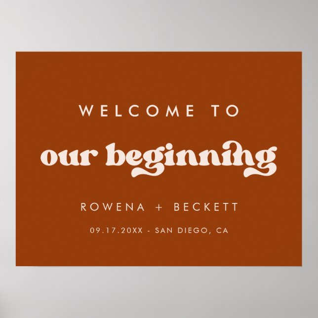 Stylish burnt orange Welcome to our Beginning Poster (Front)