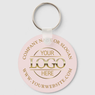 Stylish Busines Logo Promotional Blush Pink Key Ring