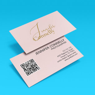 Stylish Business Card with Blush Pink QR Code