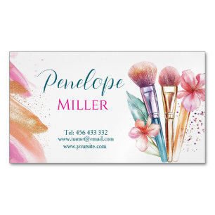 stylish business card with brushes for makeup 