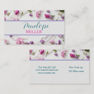 stylish business card with flowers buds