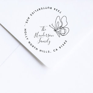 Stylish Butterfly Elegant Family Return Address Self-inking Stamp