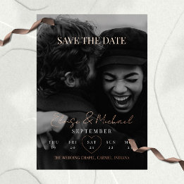Stylish Calendar Photo Double-sided Save The Date