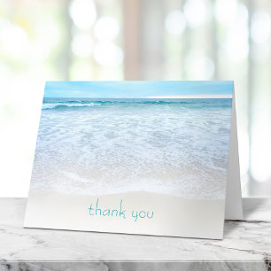 Stylish California Beach with Ocean Waves Photo Thank You Card