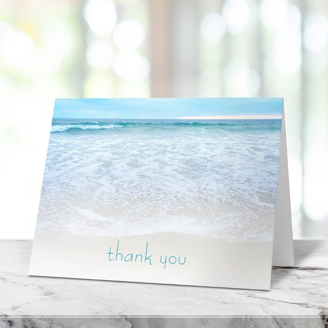 Stylish California Beach with Ocean Waves Photo Thank You Card (Creator Uploaded)