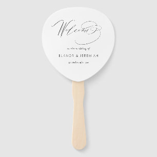Stylish Calligraphy Black White Wedding Hand Fan