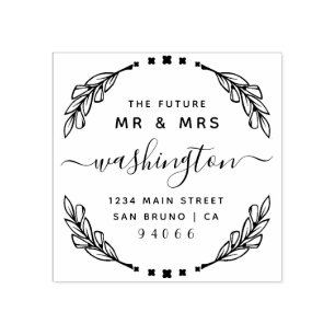 Stylish Calligraphy Future Mr & Mrs Return Address Rubber Stamp