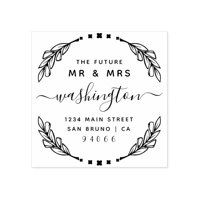 Stylish Calligraphy Future Mr & Mrs Return Address Rubber Stamp (Imprint)