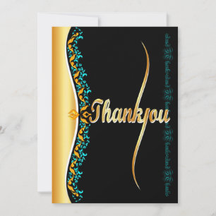 Stylish calligraphy in gold and black Thank You