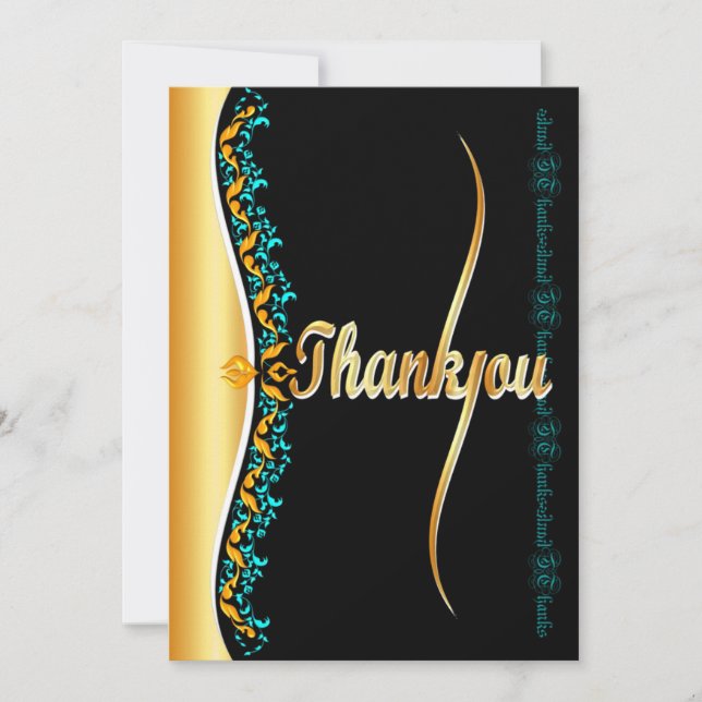 Stylish calligraphy in gold and black Thank You (Front)