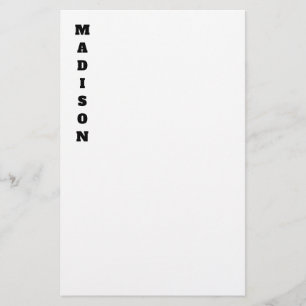 Stylish Calligraphy Name Black & White Stationery