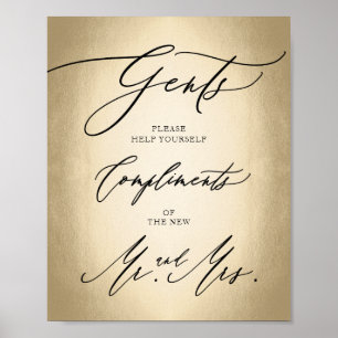 Stylish Calligraphy Script Gents Bathroom Sign