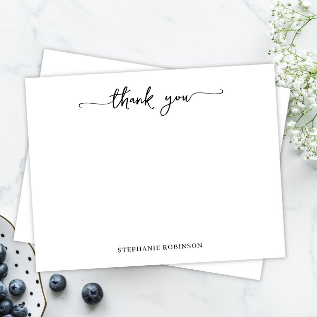 Stylish Calligraphy Script Thank You Stationery Card (Creator Uploaded)