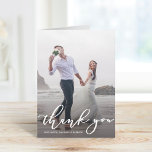 Stylish Calligraphy Script Wedding Thank You Photo<br><div class="desc">Simple and Stylish Wedding Thank You Card. Thank those loved ones who helped celebrate your new life together! Customise thank you cards with your own text and favourite wedding photo.</div>