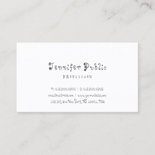 Stylish Calligraphy Text Modern Minimalist Design Business Card (Front)