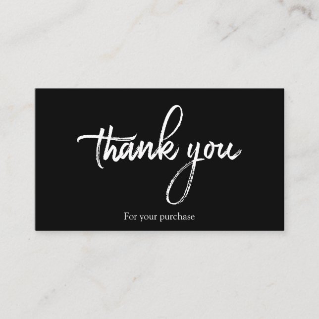 Stylish Calligraphy Thank You For Your Purchase Business Card (Front)
