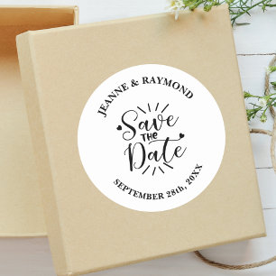 Stylish Calligraphy Wedding Save the Date Classic Round Sticker