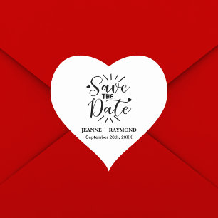 Stylish Calligraphy Wedding Save the Date Heart Sticker
