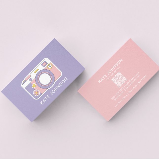 Stylish Camera Photographer l Scannable QR Code Business Card (Creator Uploaded)