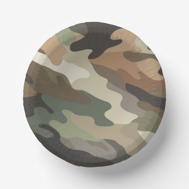 Stylish Camouflage Pattern Disposable Party Bowls Paper Plate (Front)