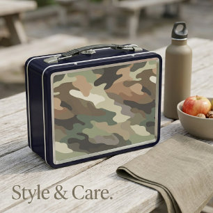 Stylish Camouflage Pattern Metal Lunch Box Case