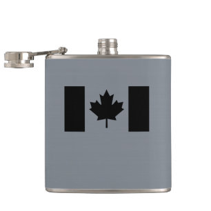 Stylish Canadian Flag in Black Hip Flask