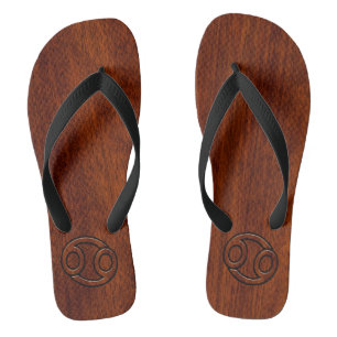 Stylish Cancer Sign on Mahogany Decor Jandals