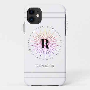 Stylish Carpe Diem Sun Symbol Monogram White Case-Mate iPhone Case