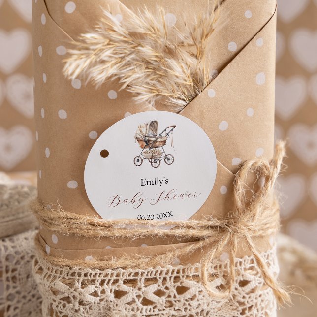 Stylish Carriage Flowers Soft Pastel Baby Shower Classic Round Sticker (Stylish Carriage Flowers Soft Pastel Baby Shower Classic Round Sticker
)