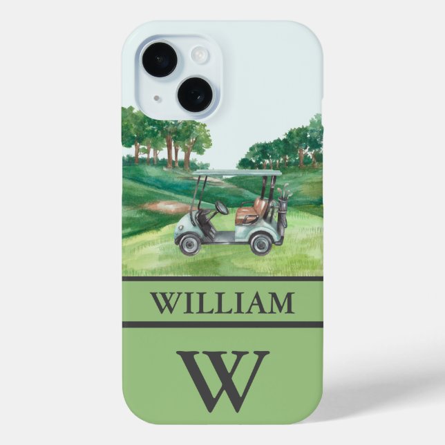 Stylish Cart Course Clubs Monogram Name   Case-Mate iPhone Case (Back)