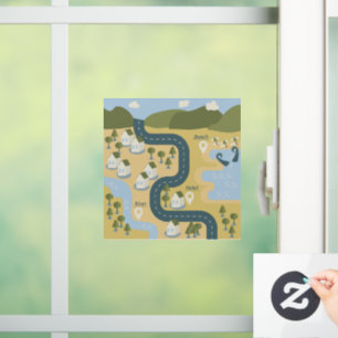Stylish cartoon landscape vacation travel map