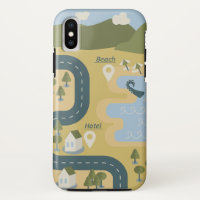 Stylish cartoon landscape vacation travel map