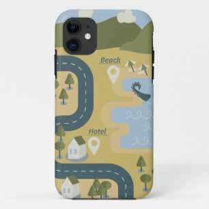 Stylish cartoon landscape vacation travel map Case-Mate iPhone case