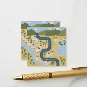 Stylish cartoon landscape vacation travel map enclosure card