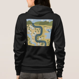 Stylish cartoon landscape vacation travel map hoodie