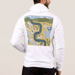 Stylish cartoon landscape vacation travel map hoodie