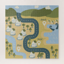 Stylish cartoon landscape vacation travel map