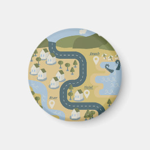 Stylish cartoon landscape vacation travel map magnet
