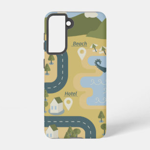 Stylish cartoon landscape vacation travel map samsung galaxy case