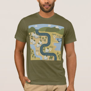 Stylish cartoon landscape vacation travel map T-Shirt