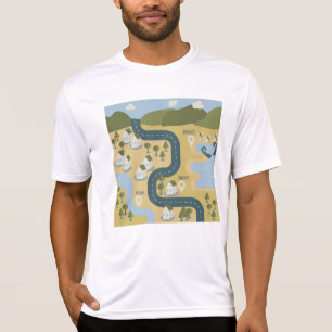 Stylish cartoon landscape vacation travel map T-Shirt