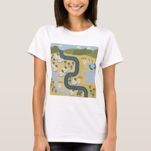 Stylish cartoon landscape vacation travel map T-Shirt