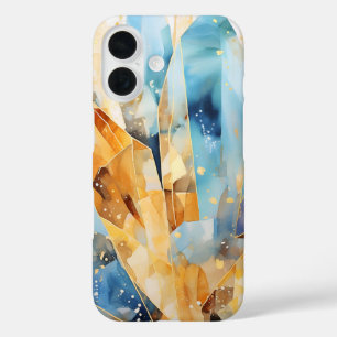 Stylish case with abstract crystals in blue shades