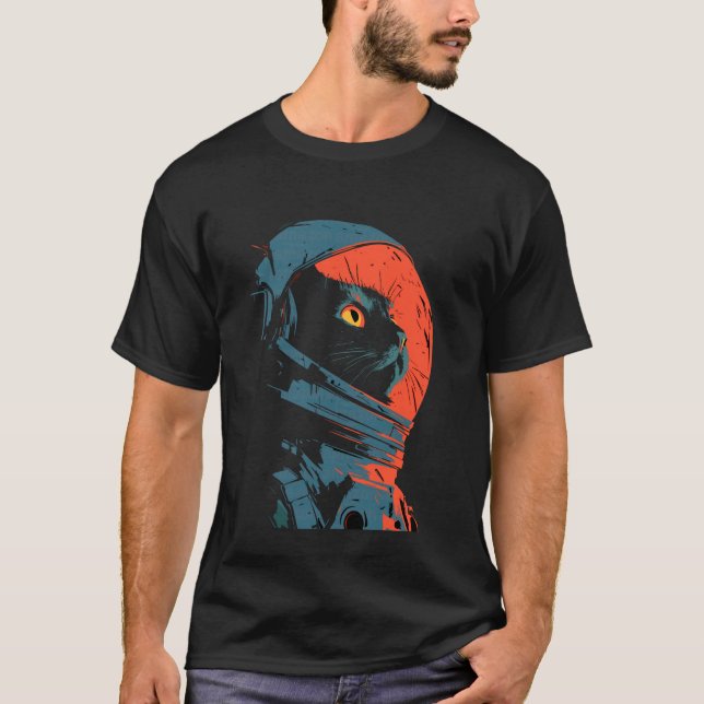 Stylish Cat Astronaut T-Shirt (Front)