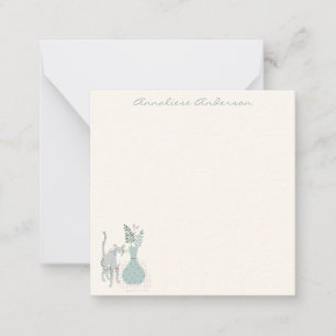 Stylish Cat Botanical Illustration Pastel Custom Card