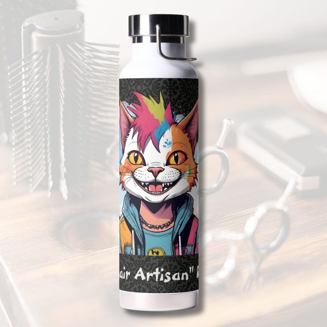 Stylish Cat Gifts for Hairdressers Hair Stylists Water Bottle (Stylish Cat Gifts for Hairdressers Hair Stylists)